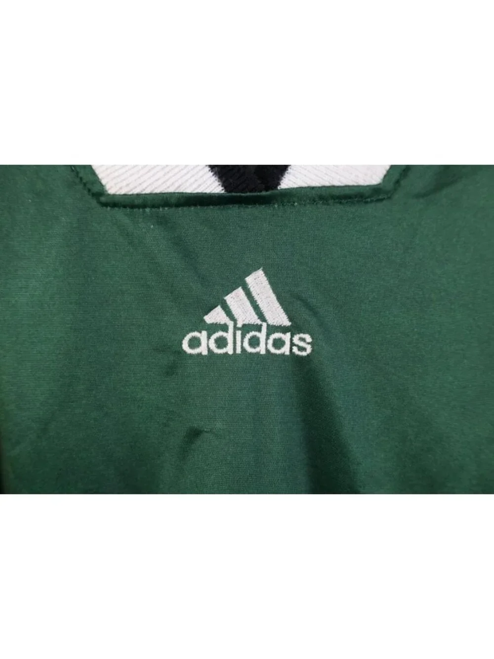 Vtg 90s Adidas Mens Large Spell Out Striped Silky Futbol Soccer Jersey Green USA